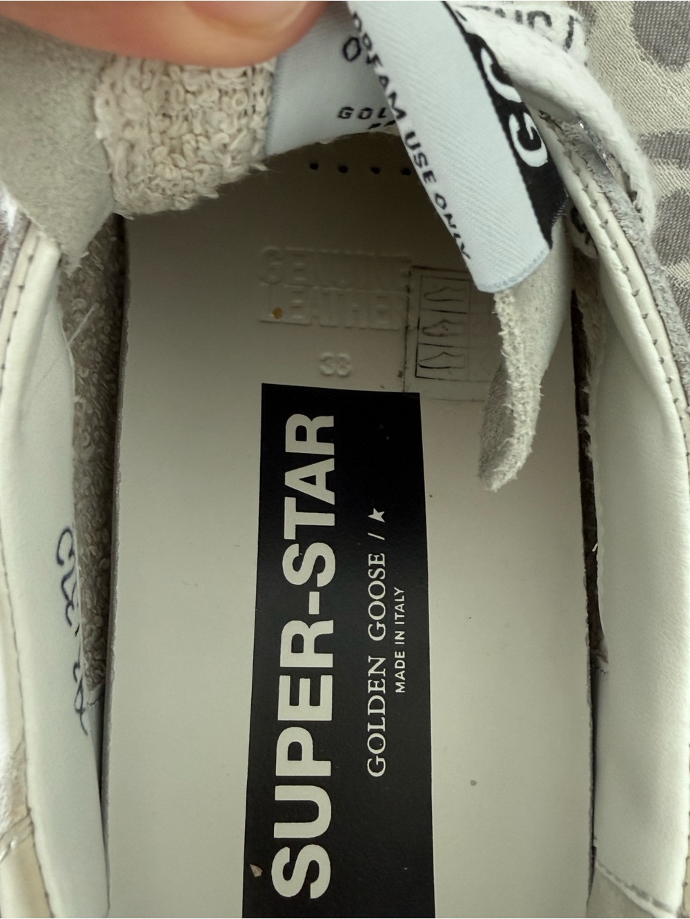 Golden Goose White Super-Star Insole Sneakers with Black Logo - Picture 5 of 6